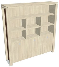 Dulap înalt Verno+ S 200 x 46 x 210 cm, cu rafturi, salcâm / maro
