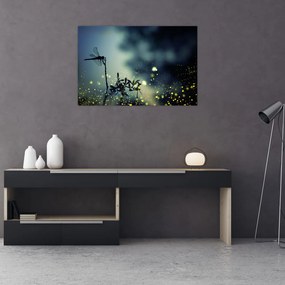 Tablou - Libelula în noaptea strălucitoare (90x60 cm)