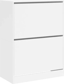 vidaXL Dulap de pantofi cu 2 sertare rabatabile, alb, 80x42x108 cm