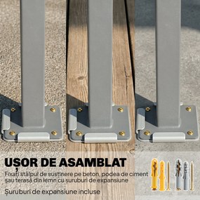 Outsunny Paravan Lateral Retractabil Impermeabil și UV50+, din Aluminiu, Oțel și Poliester, 420x185 cm, Gri Închis | Aosom Romania