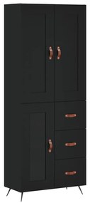 3199914 vidaXL Dulap înalt, negru, 69,5x34x180 cm, lemn compozit