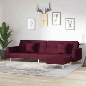 3081830 vidaXL Canapea extensibilă 2 locuri, 2 perne&taburet, violet, textil