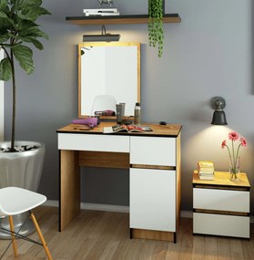 Masă de toaletă Pritha (stejar craft + alb). 1070915