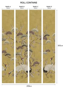 Tapet Kyoto Blossom, Golden Yellow, 1838 Wallcoverings, 6.53mp / rola