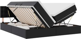 vidaXL Pat cu storage cu saltea Negru 200 x 200 cm Piele artificială