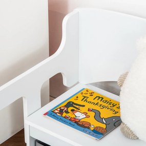 HOMCOM banca pentru copii 2 in 1, 60x43x57cm, alba | AOSOM RO