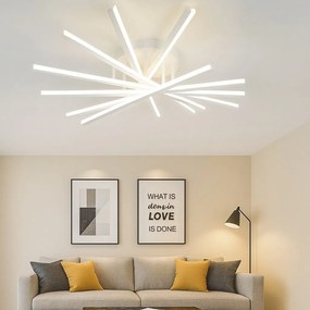 Lustră LED cu 7 surse de iluminare, 125W, cu telecomandă – Design clasic, alb