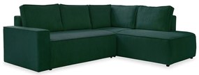 Colțar verde închis extensibil cu tapițerie din catifea reiată (cu colț pe partea dreaptă) Brave Dave – Miuform