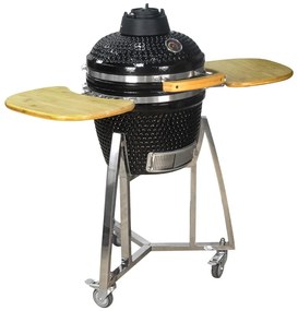 Grătar ceramic Kamado cu rafturi și suport 32,5 cm