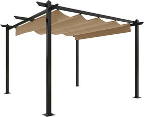 vidaXL Pavilion de grădină, acoperiș retractabil, gri taupe, 3x3 m