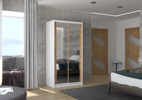 Dulap cu usi glisante si oglinda 100x200 cm, Nevio, ADRK Furniture (Culoare: Ciocolata)