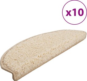 vidaXL Covorașe pentru scări, 10 buc., 65x21x4 cm, crem, semirotunde, mari