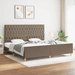 vidaXL Cadru de pat cu tăblie, gri taupe, 200x200 cm, textil