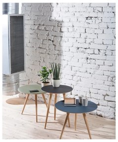 Măsuță auxiliară din lemn de stejar cu blat negru Gazzda Arp, Ø 55 cm