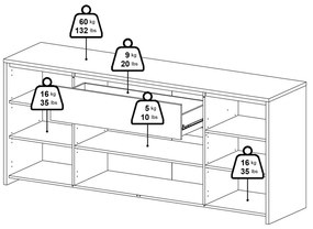 Comodă albă-în culoare naturală cu aspect de lemn de stejar 197x84x48 cm Next – Tvilum