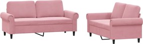 vidaXL Set de canapele cu perne, 2 piese, roz, catifea