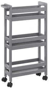 Raft universal Vaduz, MDF, gri, cu roti, 40 x 15 x H 75 cm
