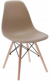 Scaun stil scandinav, plastic, metal, lemn, bej, 46x52x81 cm, Eva