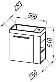 Set mobilier baie (masca si lavoar) Kolpa San Kiki 51x25xH51 cm, deschidere stanga, alb