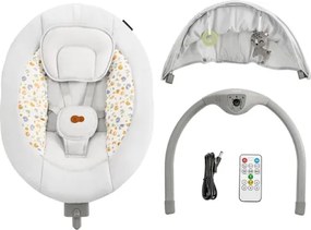 Leagăn cu vibrații și sunete pentru bebeluși 2 în 1 KINDERKRAFT LUMI gri deschis