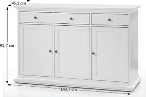 Comodă, PAL înfoliat/MDF lăcuit, alb, PARIS 77824