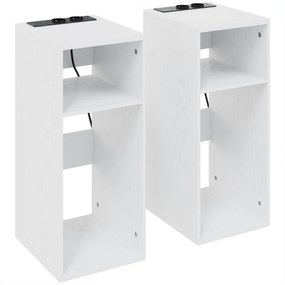 HOMCOM Set de 2 Măsuțe de Cafea Moderne cu 2 Prize AC și 2 Porturi USB, Alb | Aosom Romania