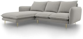 Coltar tapitat Vienna 5 locuri picioare gold – L255 x l170 x h95