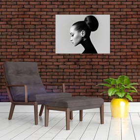 Tablou pe sticlă - Profilui femeii frumoase (70x50 cm)