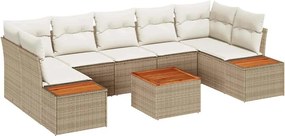 vidaXL Set de canapele pentru grădină cu pernă 8 pcs Bej Rattan poli
