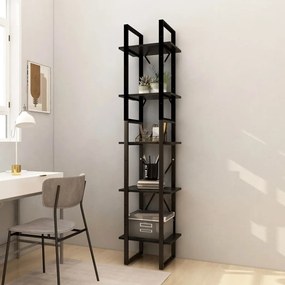 Biblioteca cu 5 rafturi, negru, 40x30x175 cm, lemn de pin 1, Negru, 40 x 30 x 175 cm