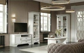 Mobilier living alb clasic IDENTO 5, format din 2 vitrine, masuta cafe