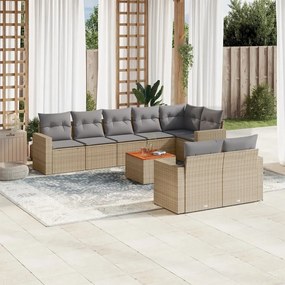 vidaXL Set canapele de grădină, 9 piese, cu perne, bej, poliratan