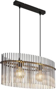 Lustra suspendata, Metal Negru, Sticla Fumurie, GORLEY 15698H3 GL