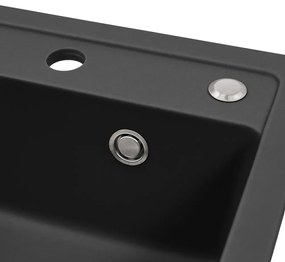 Chiuvetă pătrată Nia din granit, cu o singură cuvă, neagră