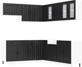 vidaXL Set dulap de bucătărie 11 piese „Lucca” lemn negru prelucrat