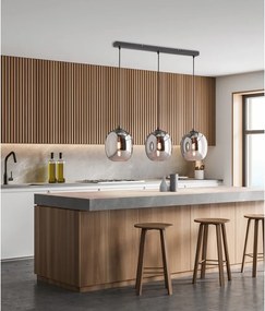 Lustră neagră cu abajur din sticlă Nayla – Fischer &amp; Honsel