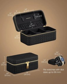 Cutie depozitare ceasuri Songmics Negru 20x11x9 cm