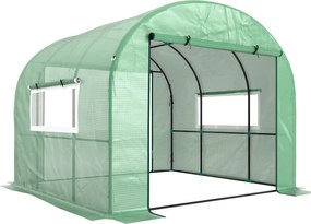 Outsunny Seră Tip Tunel 300 x 300cm Walk-In - Verde | Aosom Romania