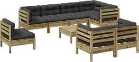 vidaXL Set canapea de grădină cu perne, 9 piese, lemn de pin tratat