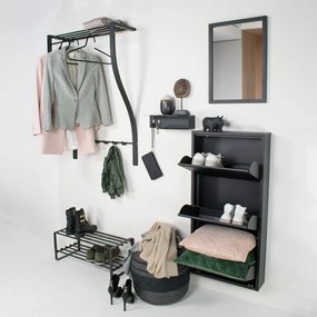 Cuier de perete negru cu raft din metal 75 cm Carve – Spinder Design