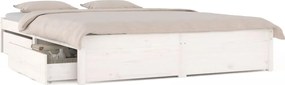 vidaXL Cadru de pat cu sertare Super King, alb, 180x200 cm