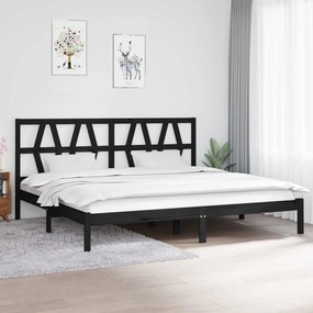 3104022 vidaXL Cadru de pat, negru, 200x200 cm, lemn masiv de pin