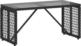 vidaXL Masă de exterior Negru 80 x 40 x 40 cm Ratan PE și sticlă