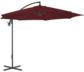 Umbrela suspendata cu stalp din otel, rosu bordo, 300 cm