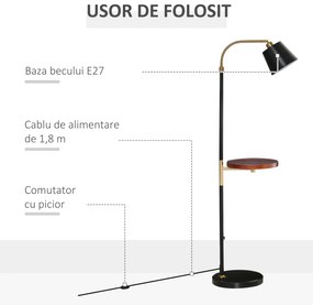 HOMCOM lampa de podea cu etajera, 43x29x160 cm, negru | AOSOM RO
