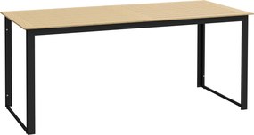 Outsunny Masă de grădină metalică 175x78 cm rezistentă la intemperii, masă pentru balcon cu aspect de lemn, masă de luat masa cu suprafață antiderapantă negru | Aosom Romania