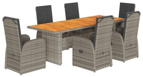 3277610 vidaXL Set mobilier de grădină cu perne, 7 piese, gri, poliratan