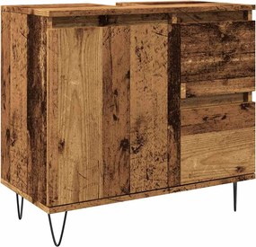 vidaXL Dulap chiuvetă baie, lemn vechi, 65x33x60 cm, lemn prelucrat