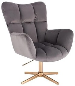 HR650CROSS Grafit Catifea Scaun cu Bază Aurie