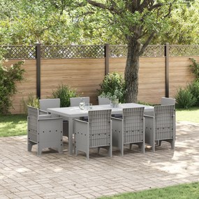 vidaXL Set Masă Grădină 9 pcs Gri deschis Poliratan